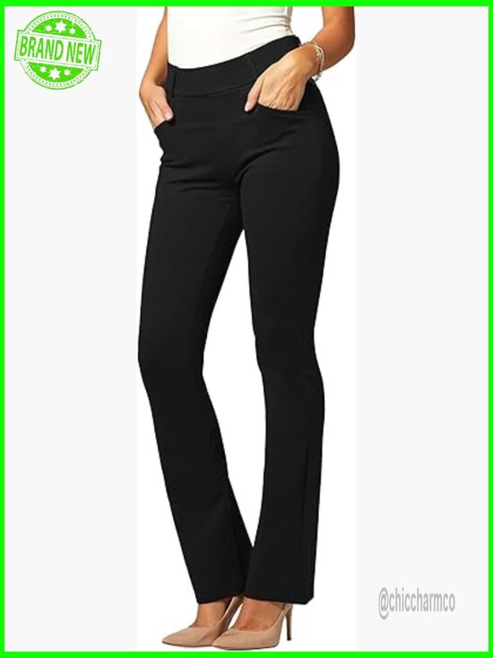 High Rise Bootcut Dress Pants Tummy Control Waistband Work Slacks Plus Size High Rise Bootcut Dress Pants Tummy Control Waistband Work Slacks Plus Size